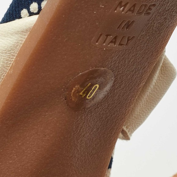 Chanel Navy Blue/White Denim Ankle Wrap Sandals Size 40 - Picture 6 of 8